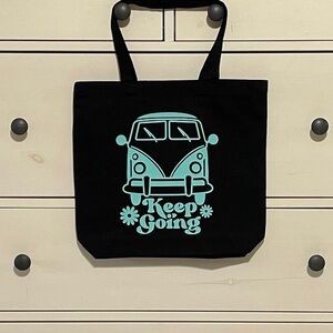 Black Tote Bag with Blue Van Graphic, Brand New, Handmade, Never Used